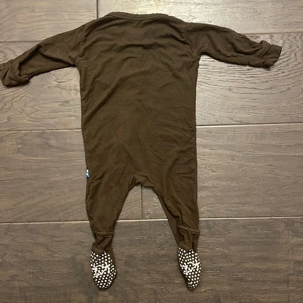 Kickee Pants Snap Footies dark brown size 0-3 months baby infant